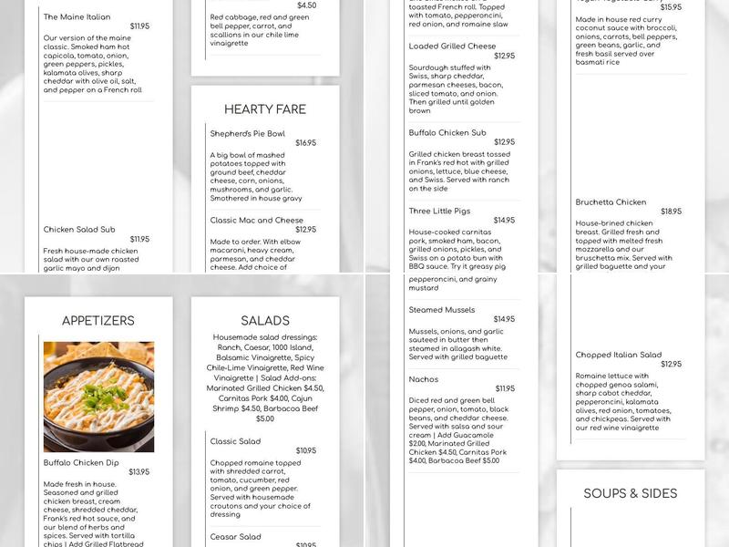 The River Jack Tavern Menu