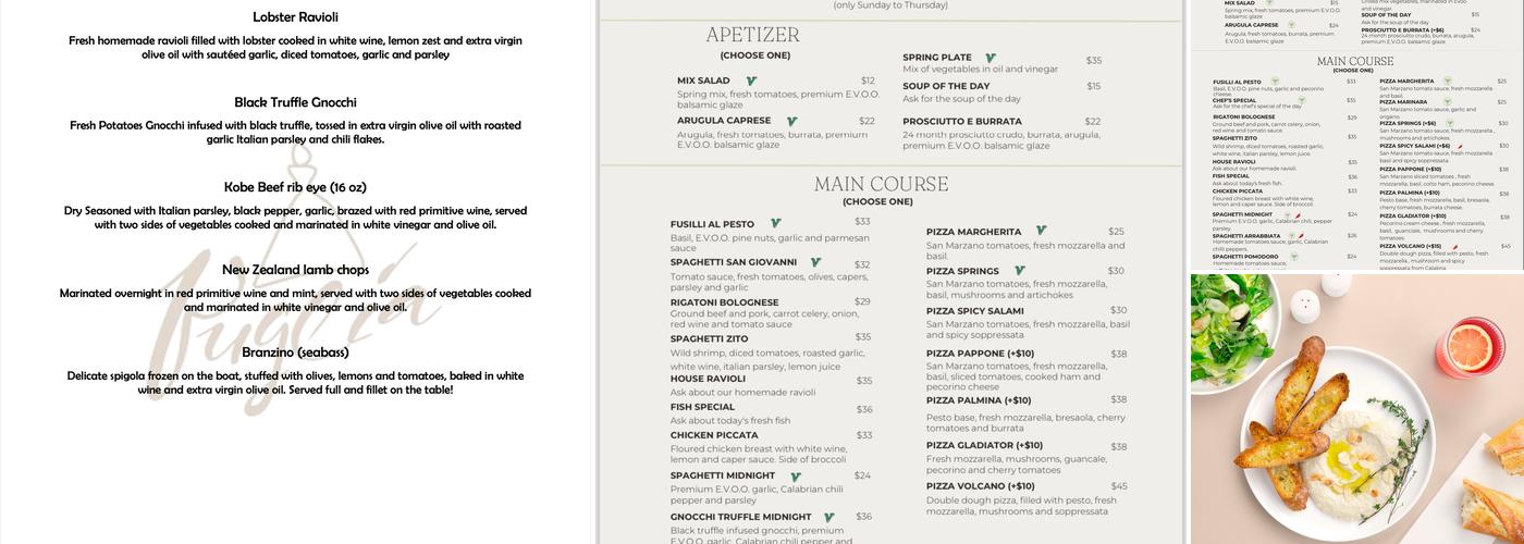 Palmina By Puglia Menu