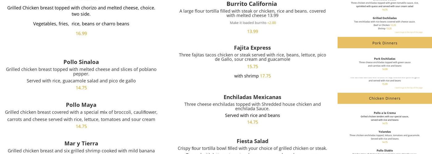 El Señor Salsa Menu