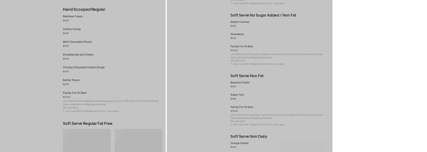 TCBY Menu