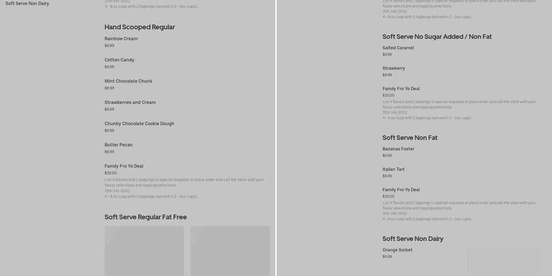 TCBY Menu