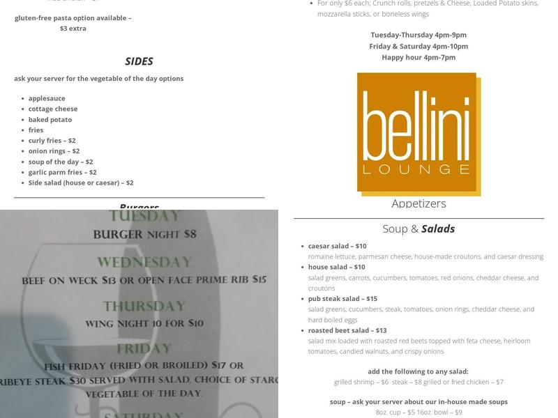 Bellini Lounge Menu