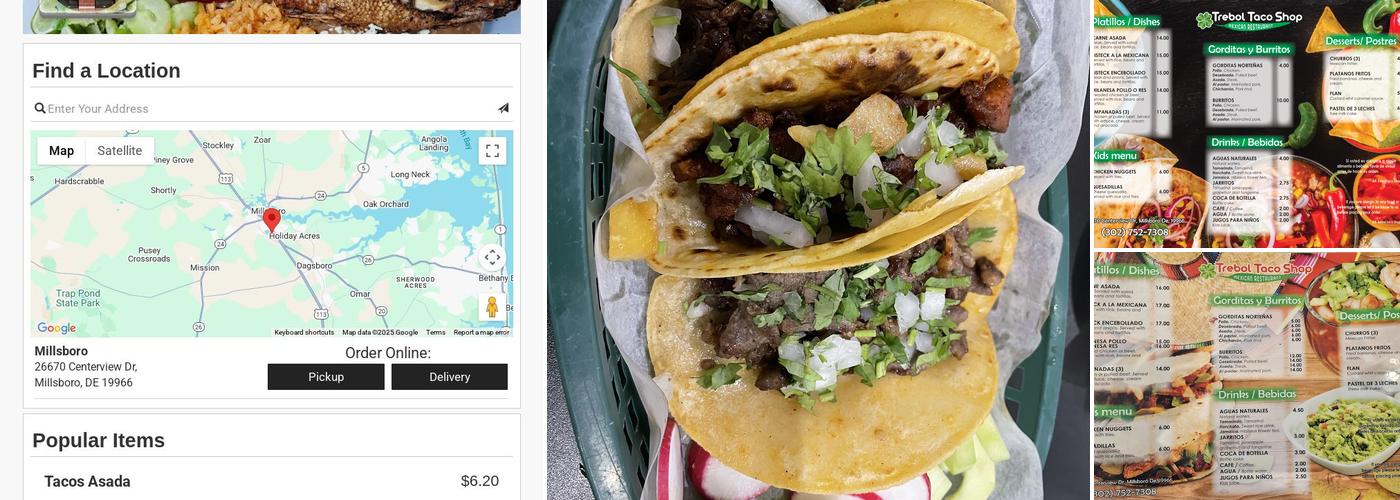 Trébol Taco Shop Menu