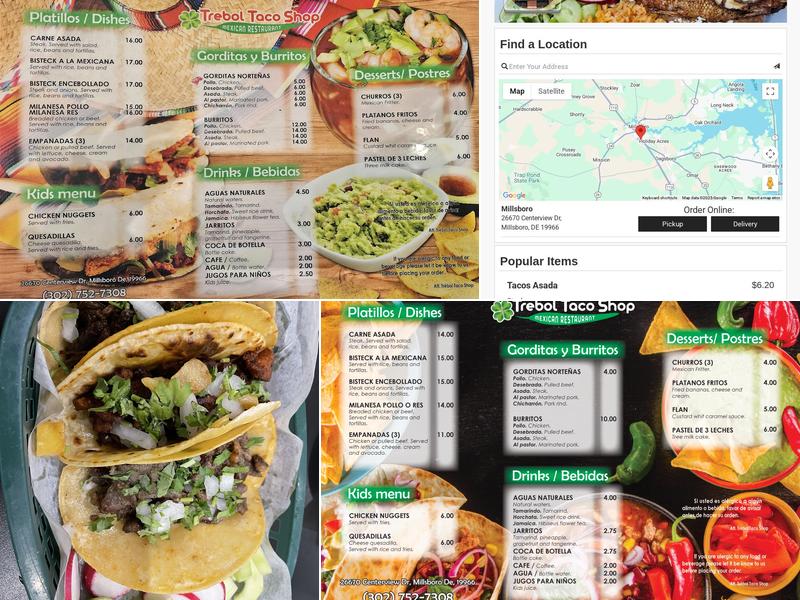 Trébol Taco Shop Menu
