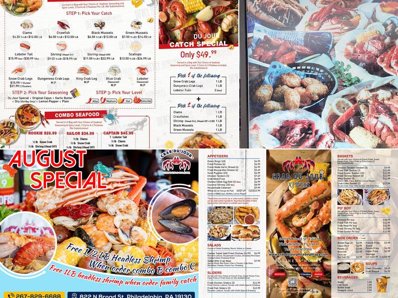 Crab Du Jour Xpress Cajun Seafood Menu