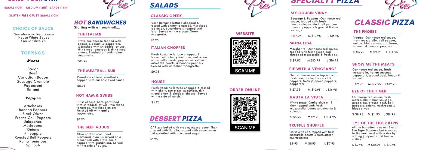 North Side Pie Menu