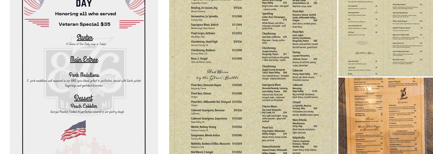 876 Baldwin Menu