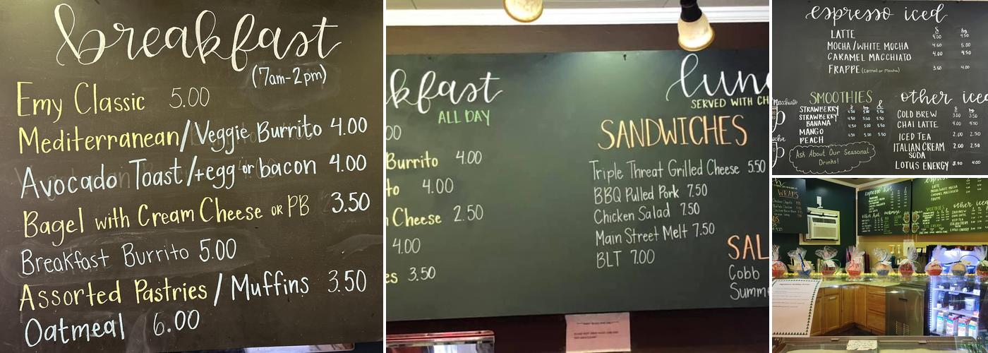 Emily's Brew Coffee Co. Menu