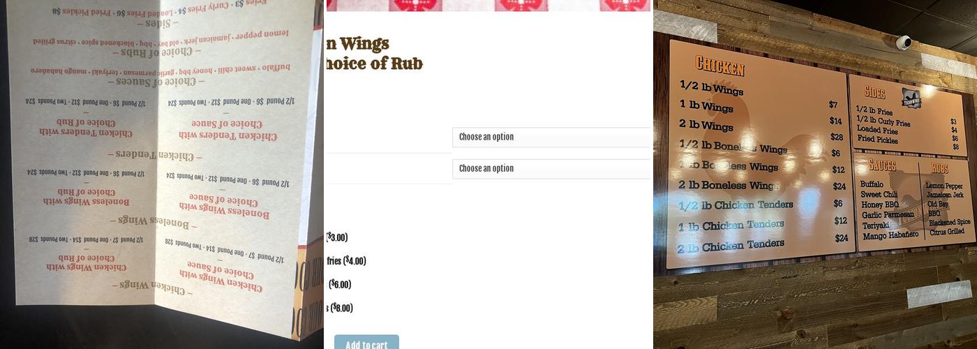 Tucson Wings Menu