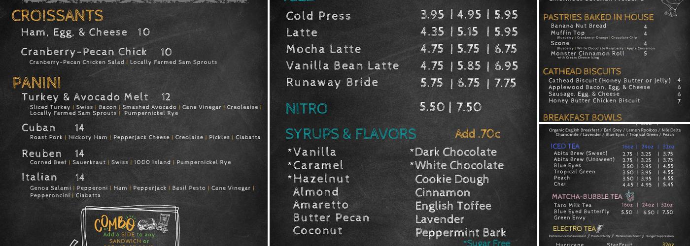 Abita Coffee Works - Copperstill Menu