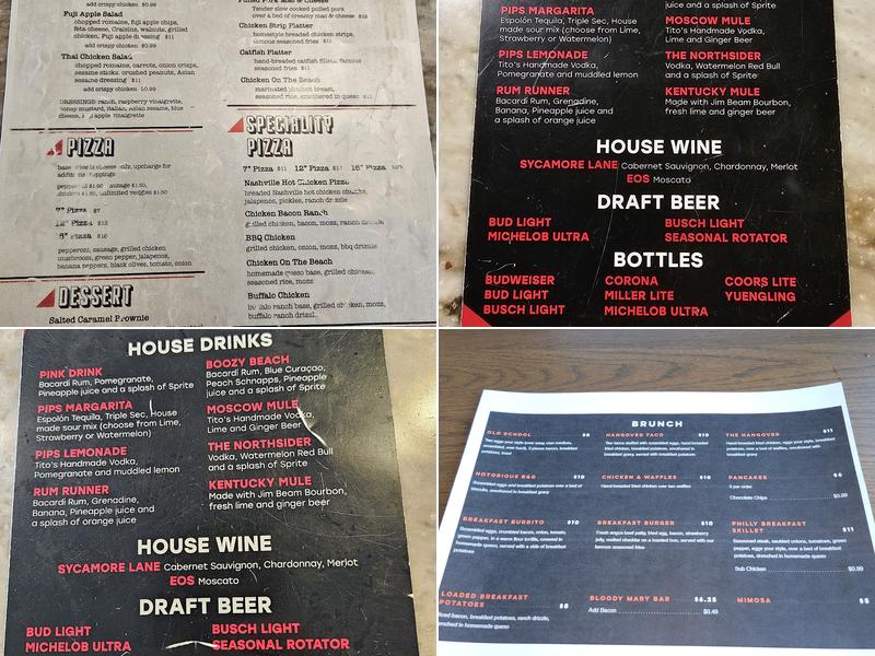 Pips Pub Menu