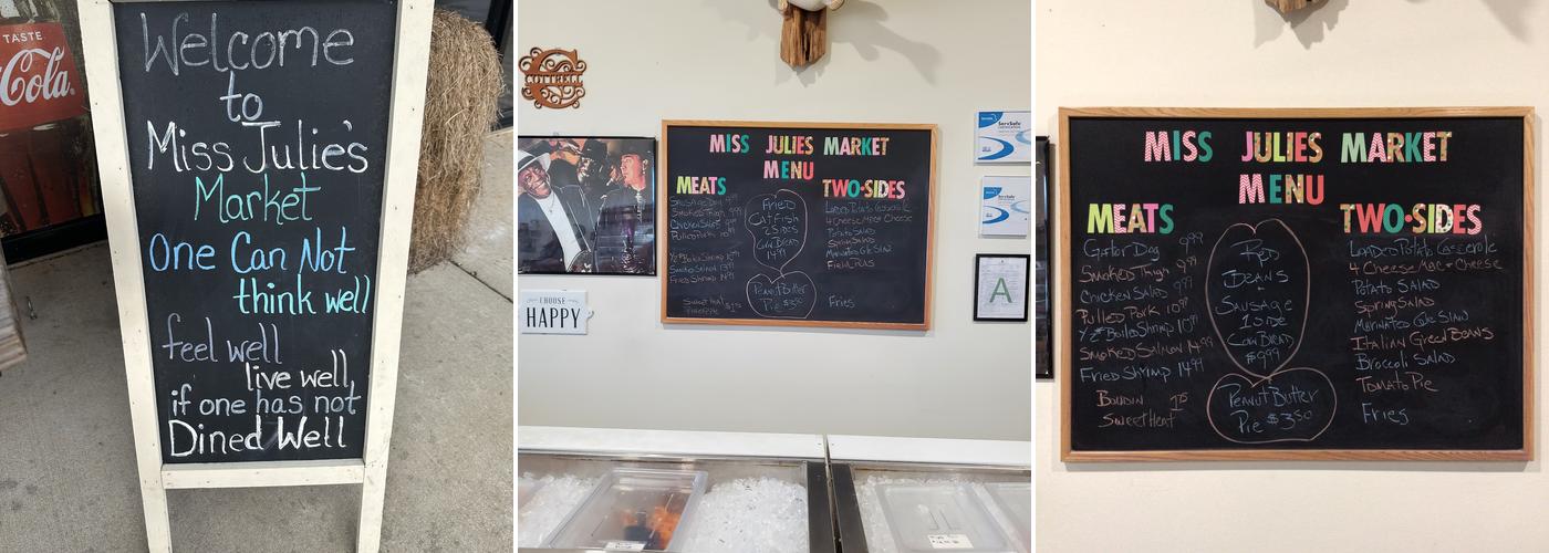 Miss Julie’s Market Menu