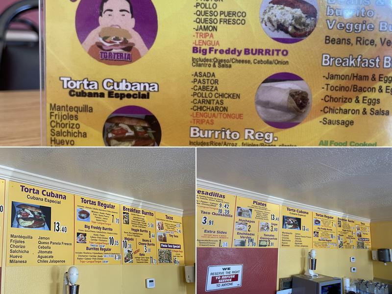 Freddy's Kitchen Toteria Menu