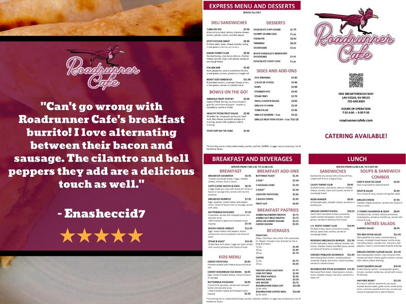 Roadrunner Cafe Menu