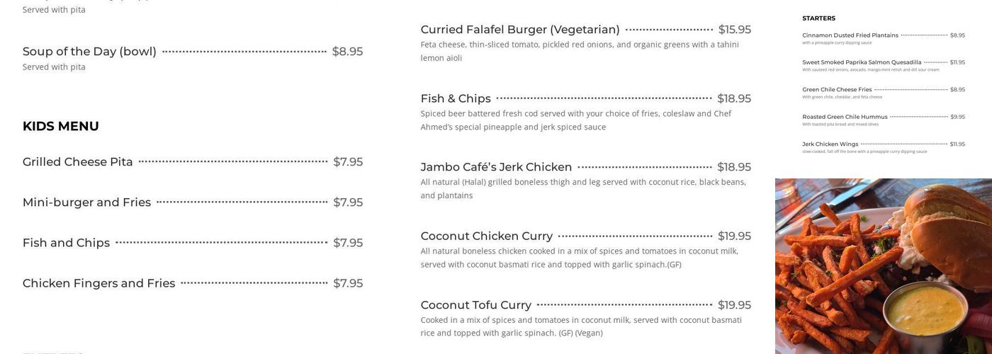 Jambo Bobcat Bite Menu