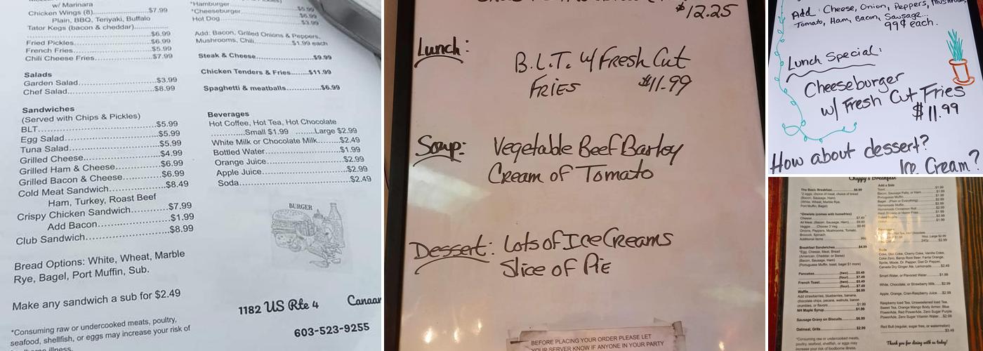 Chappy's On Route 4 Menu