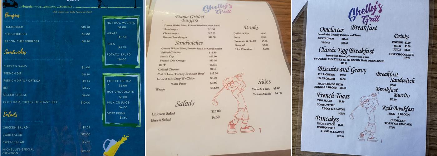 Putters Café Menu