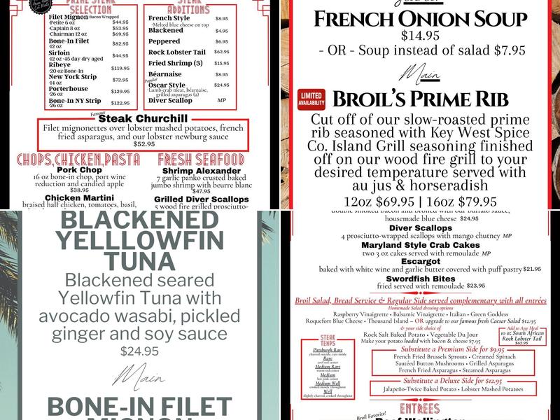 Broil Menu