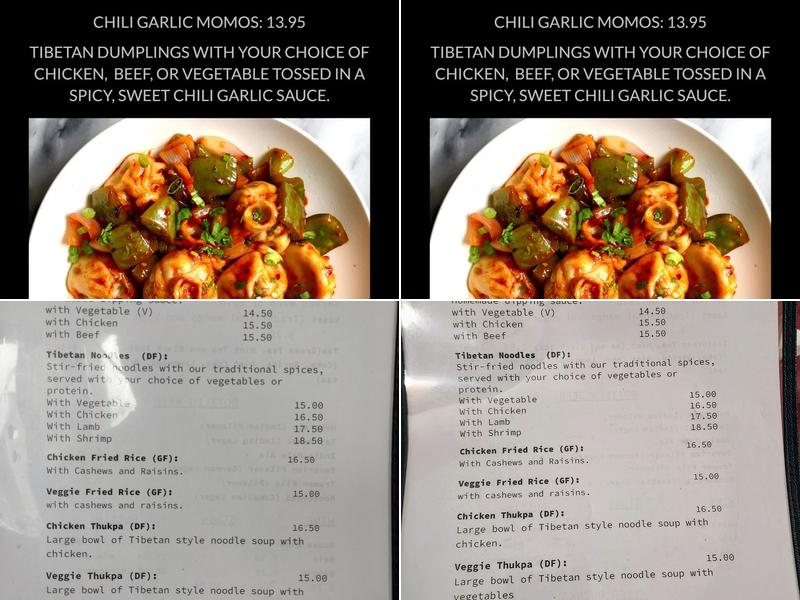 Sherpa Cafe Menu