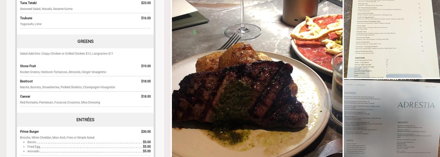 Adrestia Menu