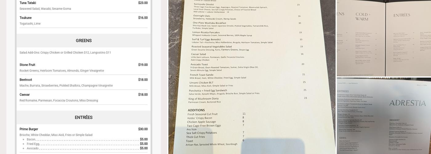 Adrestia Menu