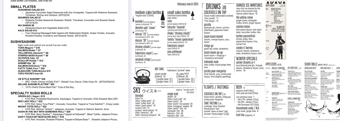 IZAKAYA CABIN Menu