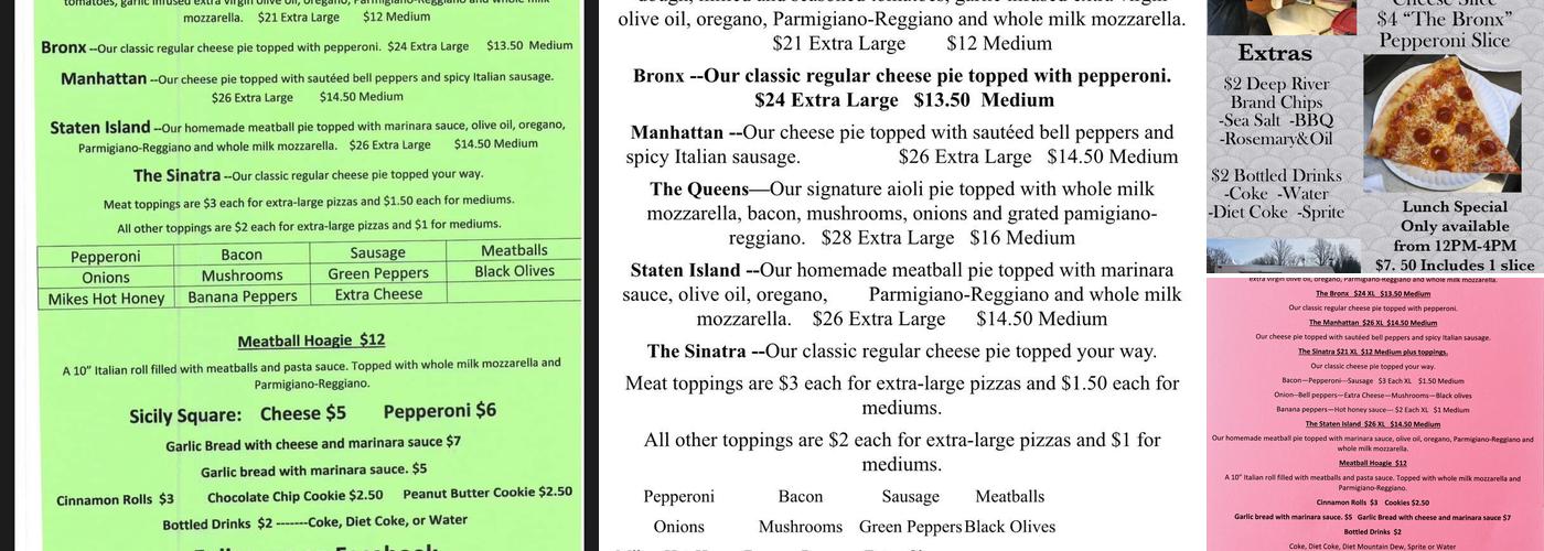 Slice Is Right Pizzeria Menu