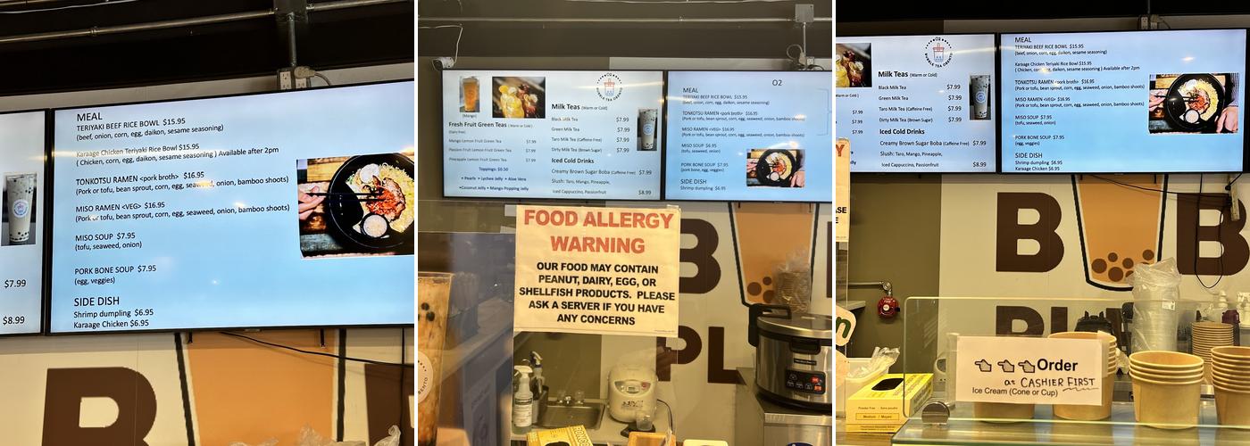 O2 Bubble Tea Obento Menu
