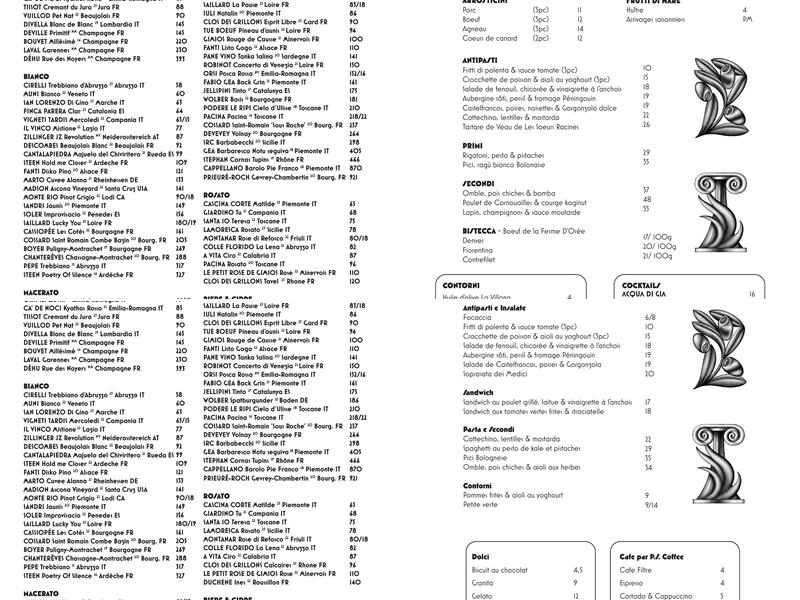 Gia Vin & Grill Menu