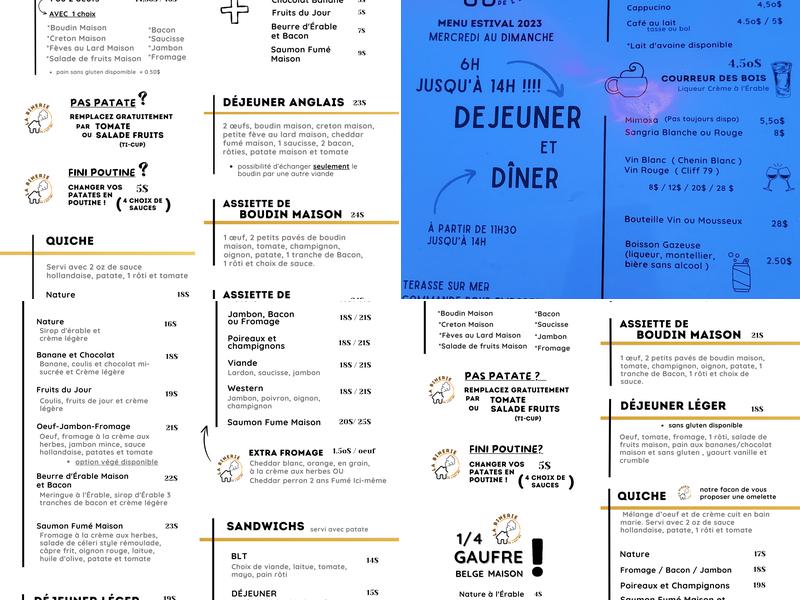 La Binerie de l'Est Menu
