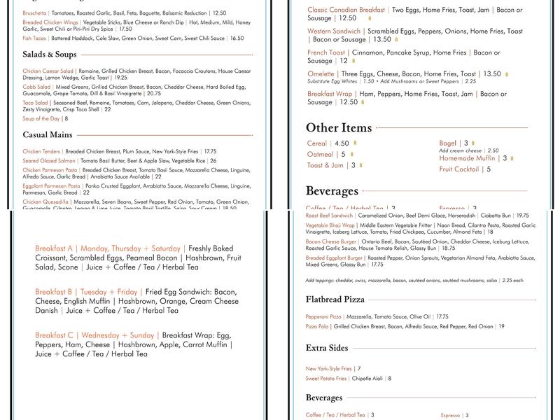 Riverview Room Menu