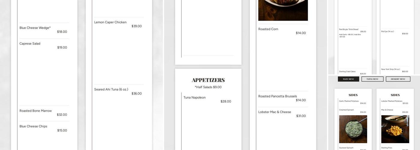 Sterling Steak & Lounge Menu