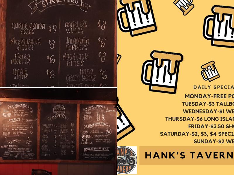 Hanks Tavern Menu