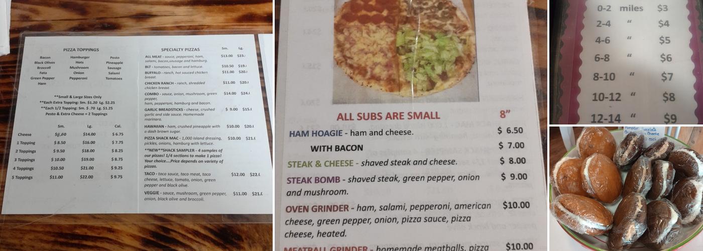 Pizza Shack Menu