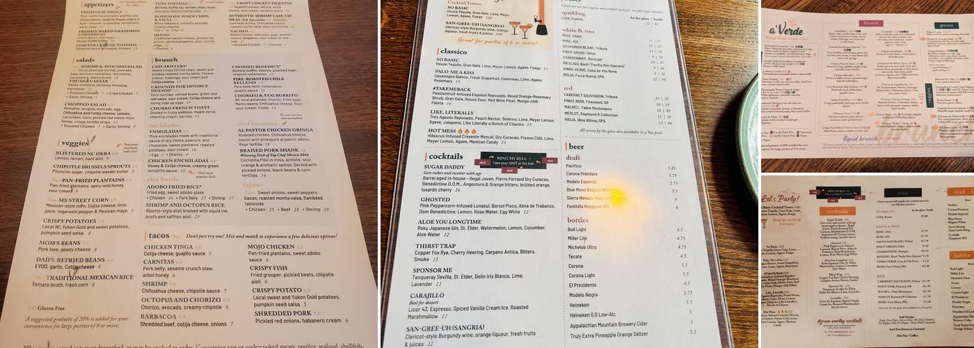 a'Verde Cocina + Tequila Library Menu