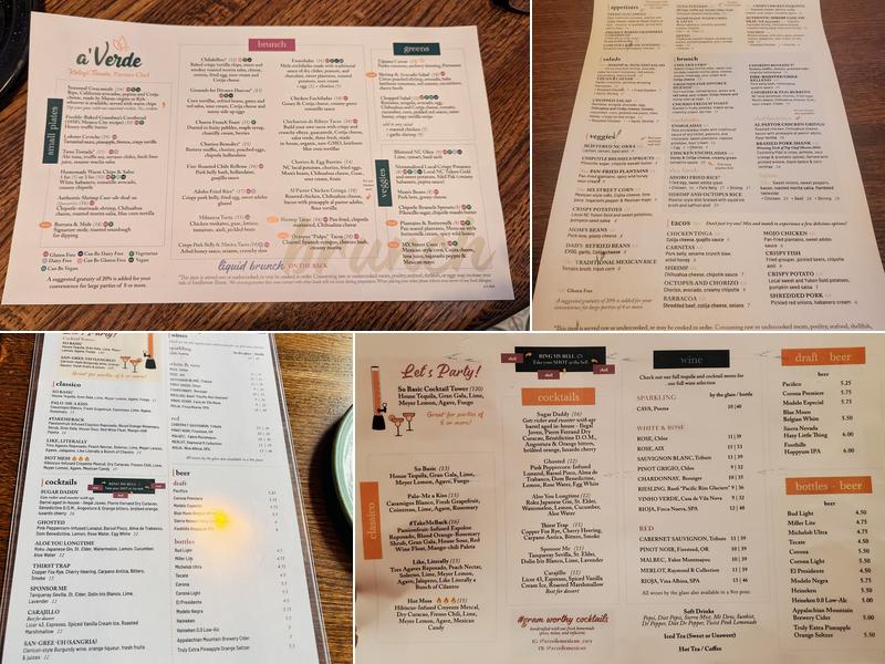 a'Verde Cocina + Tequila Library Menu