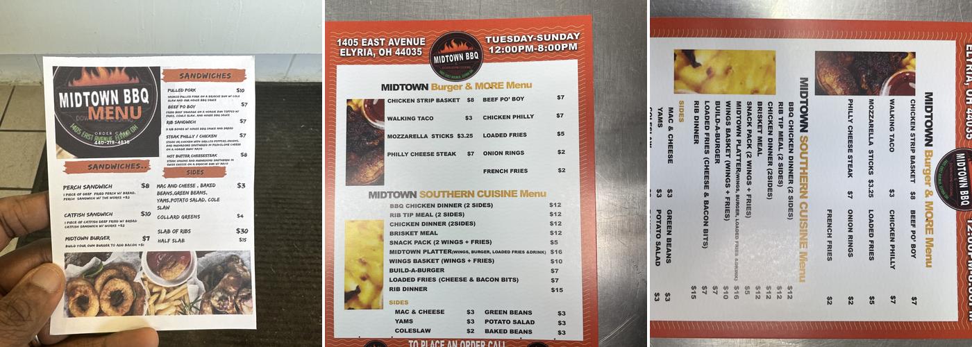 Midtown Barbecue Menu