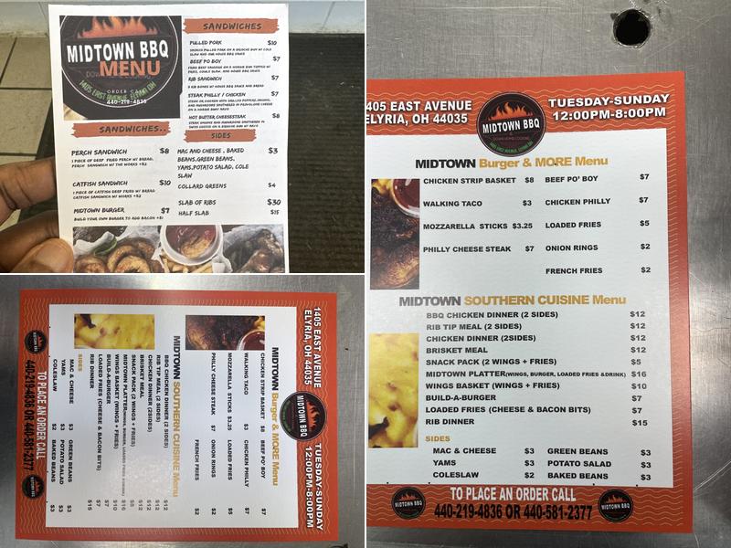 Midtown Barbecue Menu