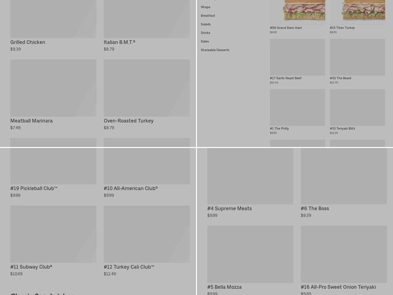 Subway Menu