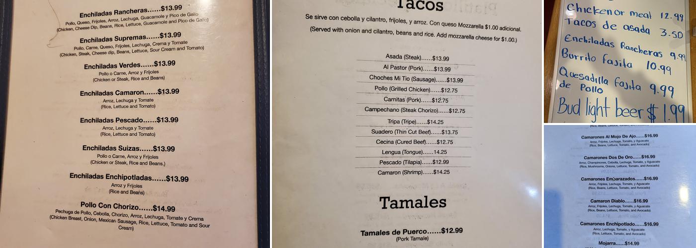 EL DOS DE ORO TAQUERIA Menu