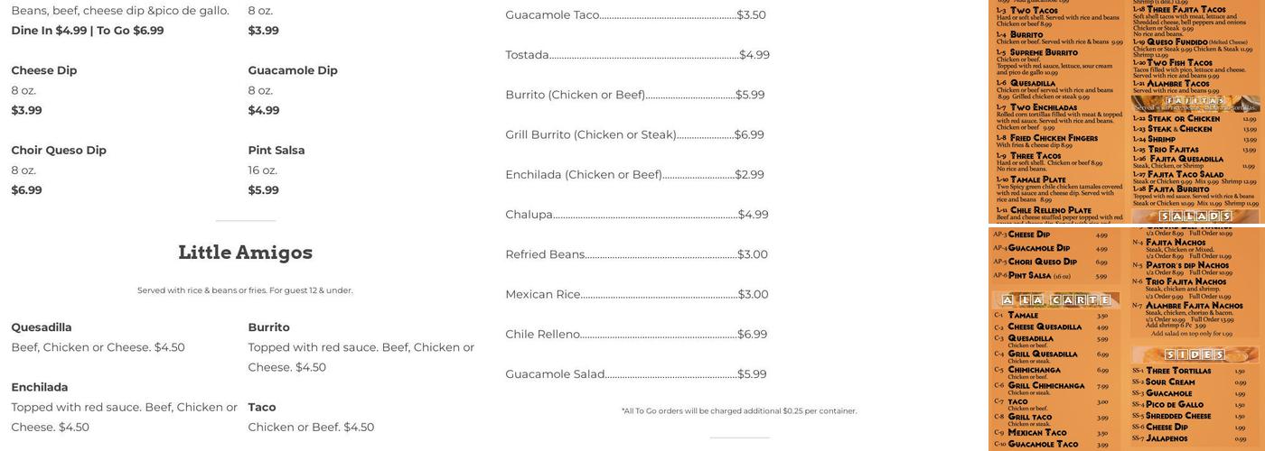 Pastors Kitchen Menu