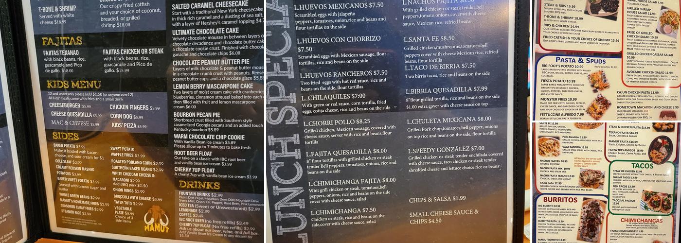 El Mamut Menu