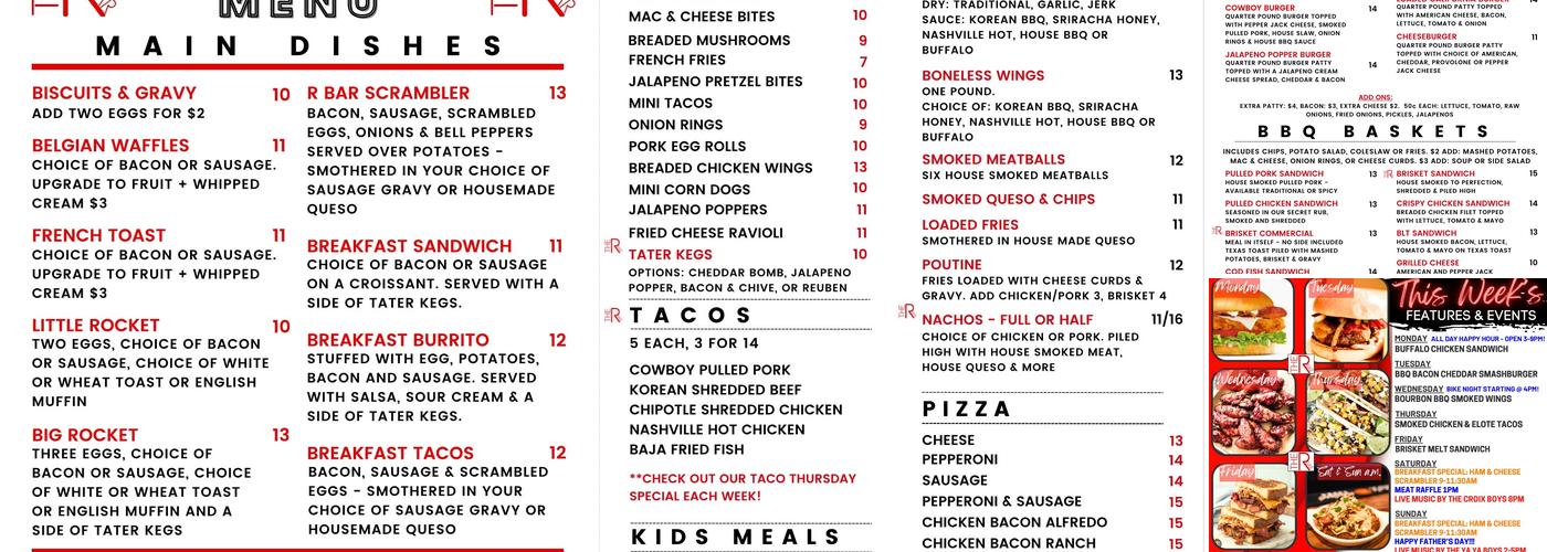 R Bar - Randolph Menu