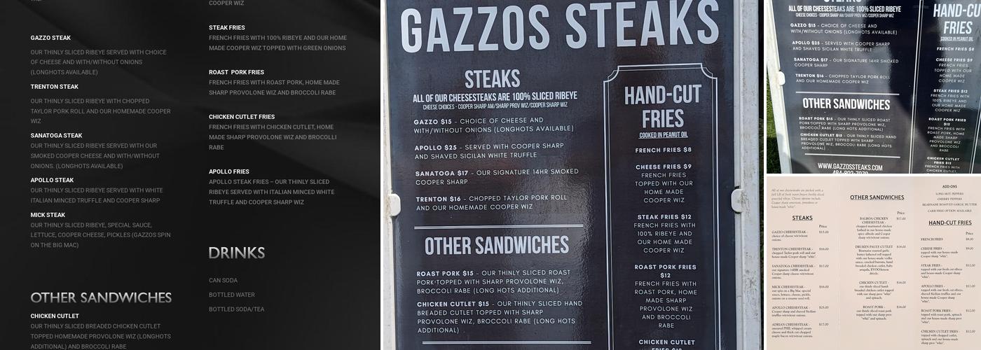 Gazzos Steaks Menu