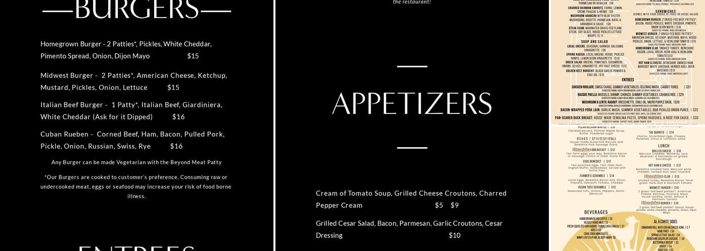 Homegrown Menu