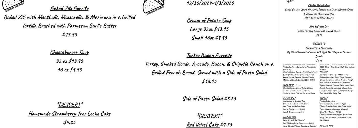 Curbside Cravings Menu