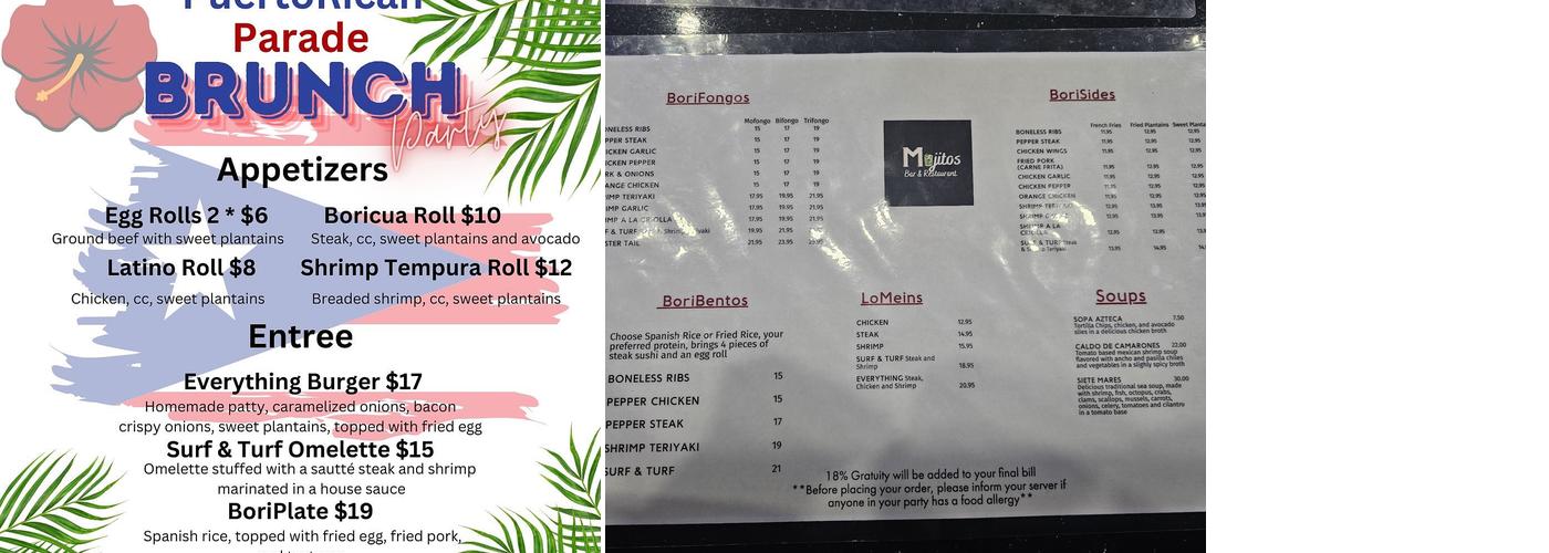 Mojitos Bar and Restaurant Menu