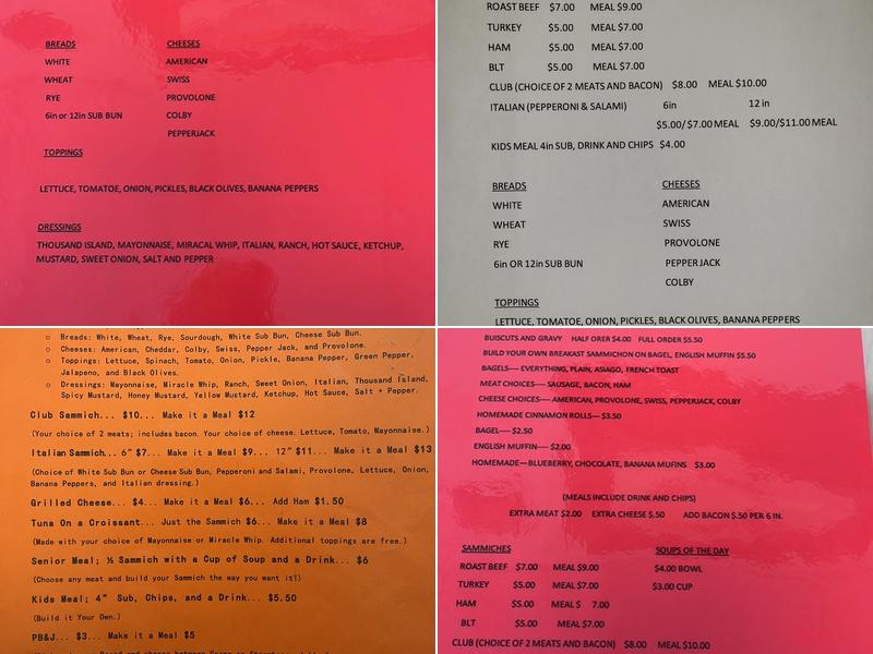 P & L Sammich Barista Menu
