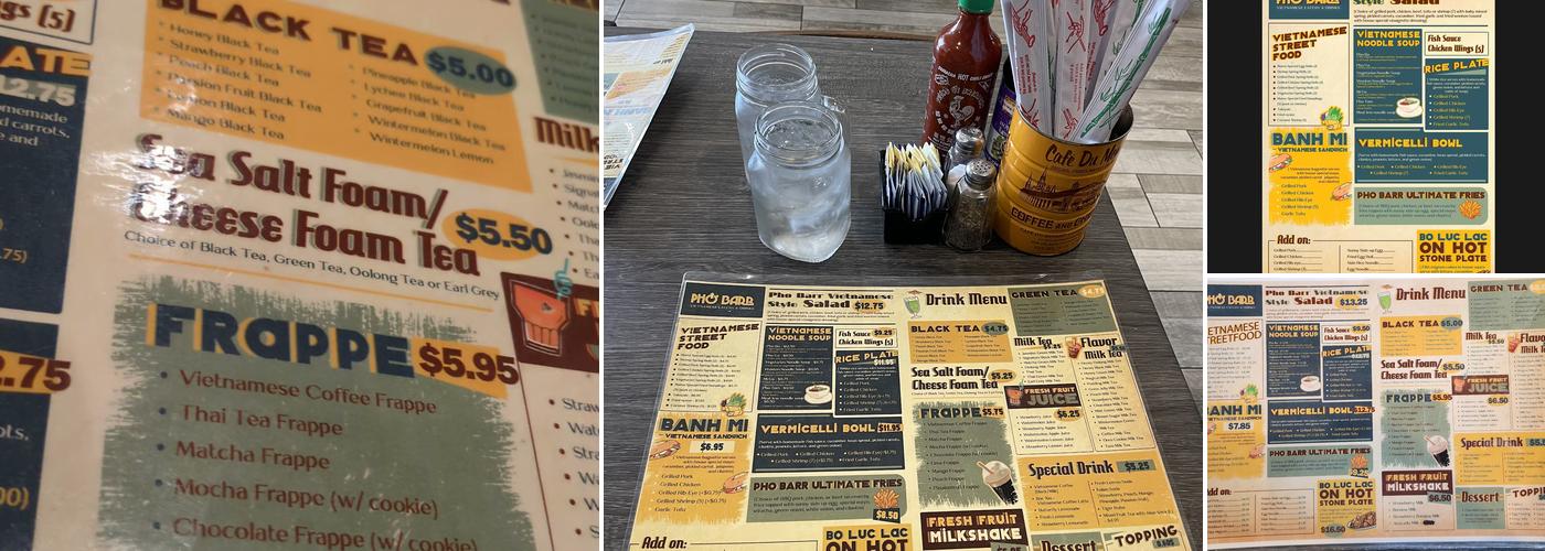 Pho Barr Menu