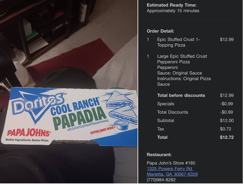 Papa Johns Pizza Menu